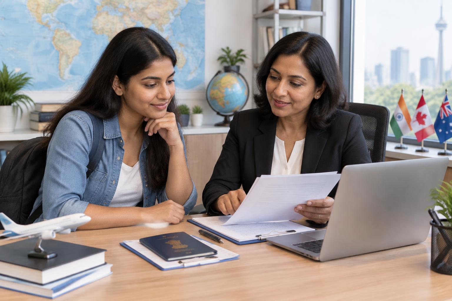 An advisor and student organising a study plan